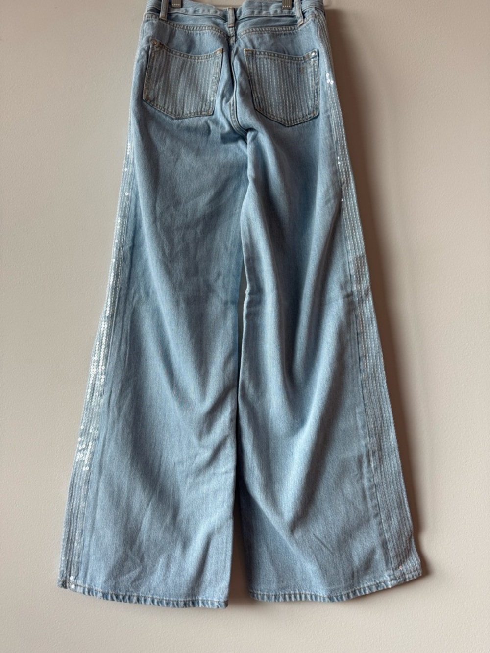 Anthropologie Pilcro Sequin Wide Leg Jeans Size 24 (00) Cowgirl Western Boho - Picture 12 of 15